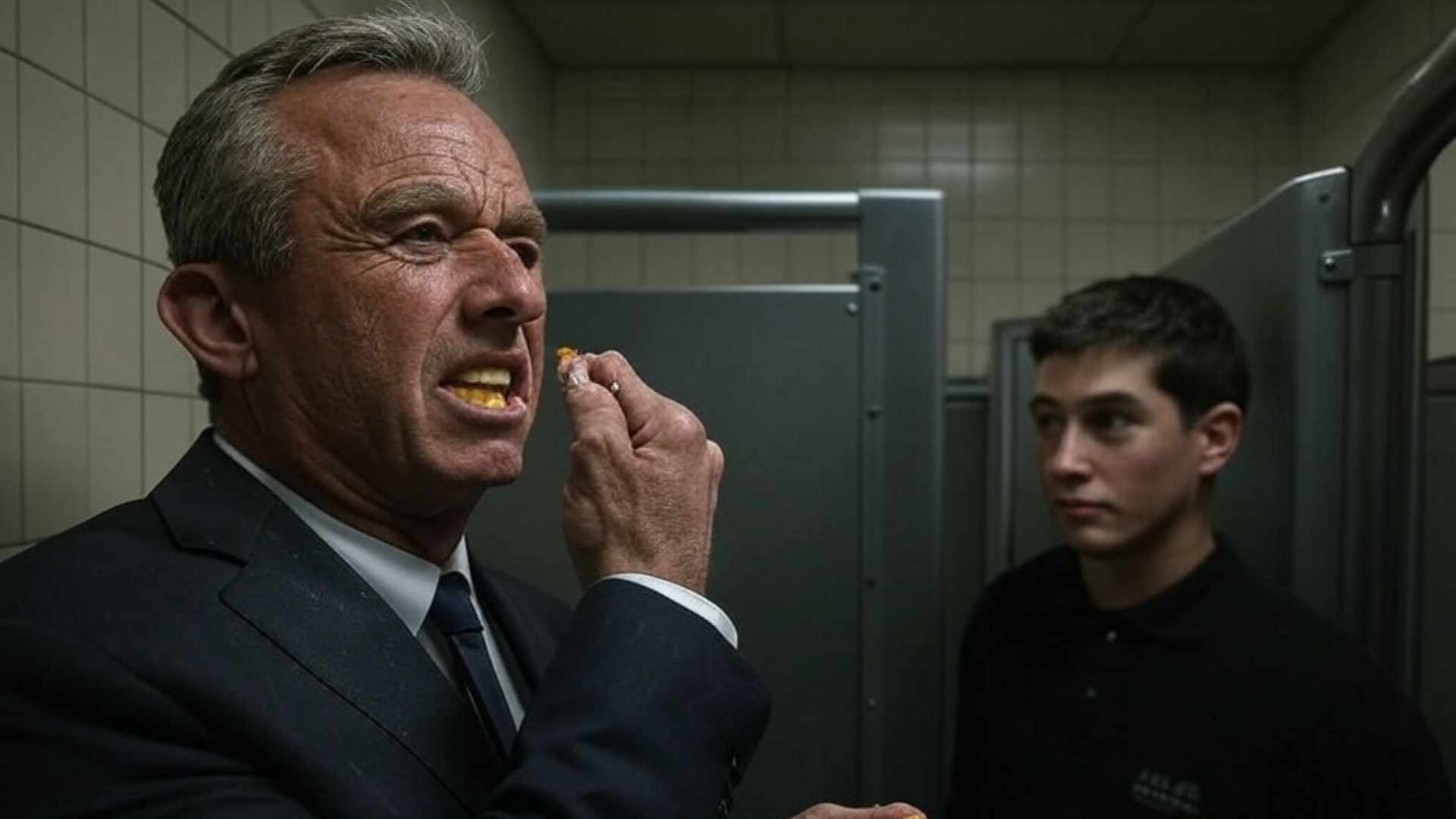 Hypocrite! RFK Caught Abusing Cheeto Dust In Bathroom Stall Before Meeting With Food Execs